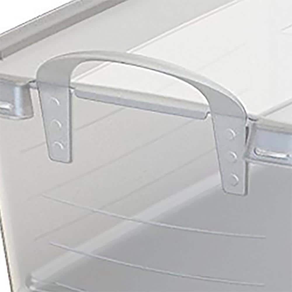 Clear White Stackable Plastic Lidded Storage Box Set