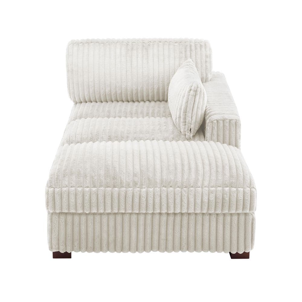 Uixe White Right Arm Facing Faux Rabbit Fur Polyester Upholstered ...