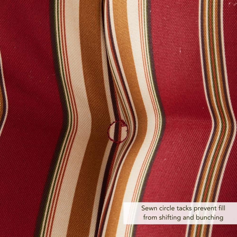 Roma Stripe Red and Beige Polyester Outdoor Bench Cushion