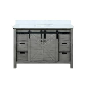 Marsyas 48 in W x 22 in D Ash Grey Bath Vanity and White Quartz Countertop