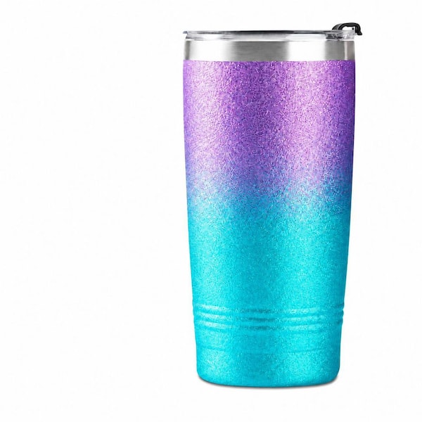 Stainless Steel Monogrammed Initial G Personalized Travel Tumbler with Lid and Straw Insulated Cup Purple