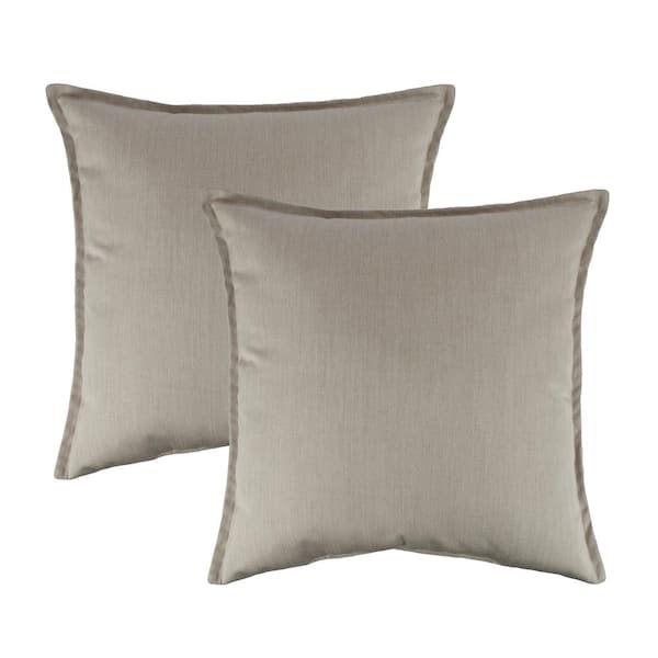 Austin Horn Collection Canvas Flax 20 in. Outdoor Pillow (set of 2)