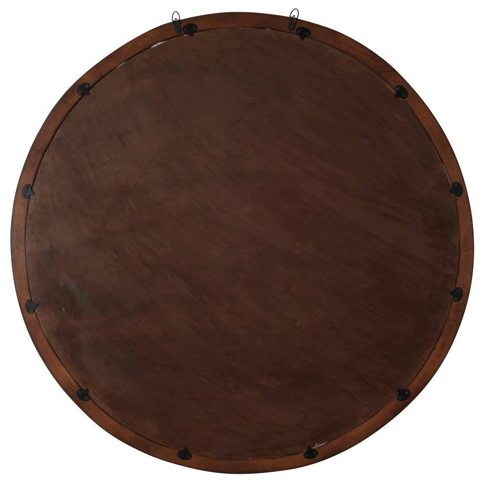 Round Brown Wood Tree Mirrored Wall Decor, 48"