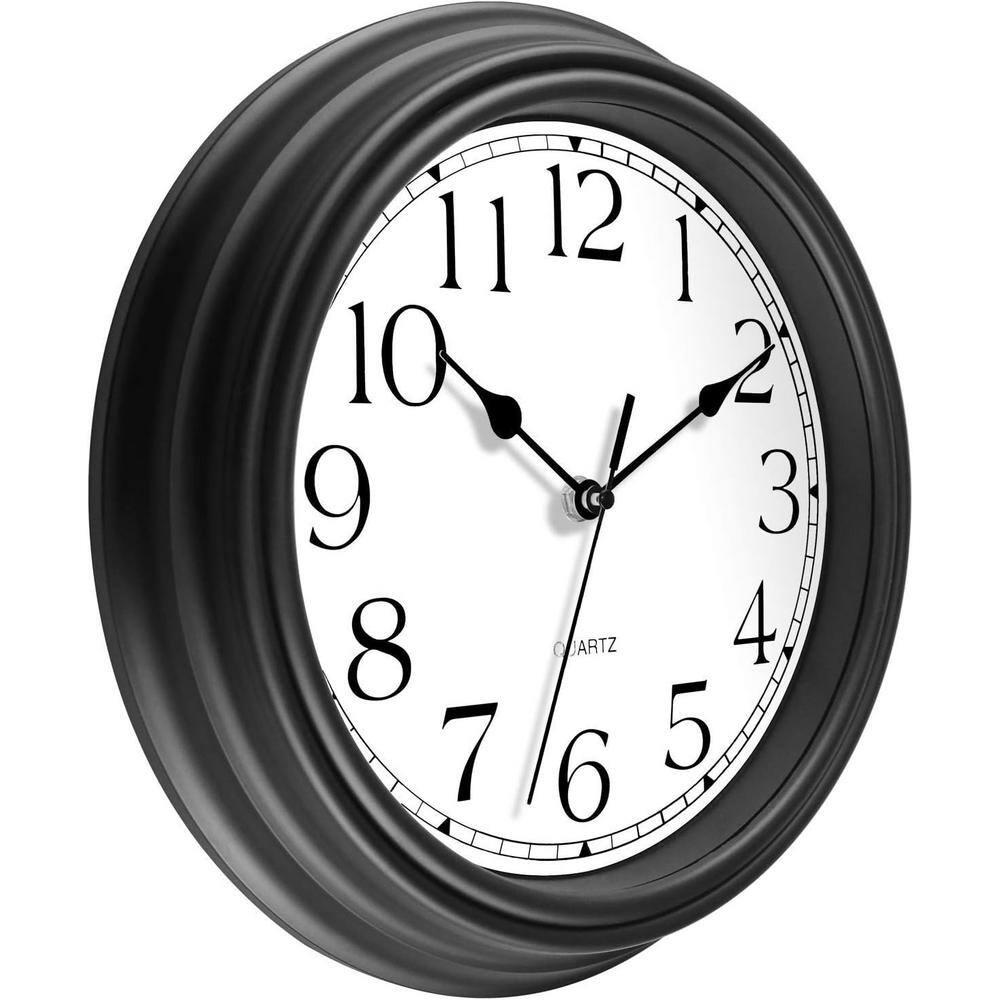 14-Inch Black Plastic Analog Silent Wall Clock