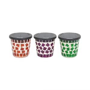 Mosaic Tea Candle Solar Light with 3 Colors and Flickering LED Flame (3-Pack)