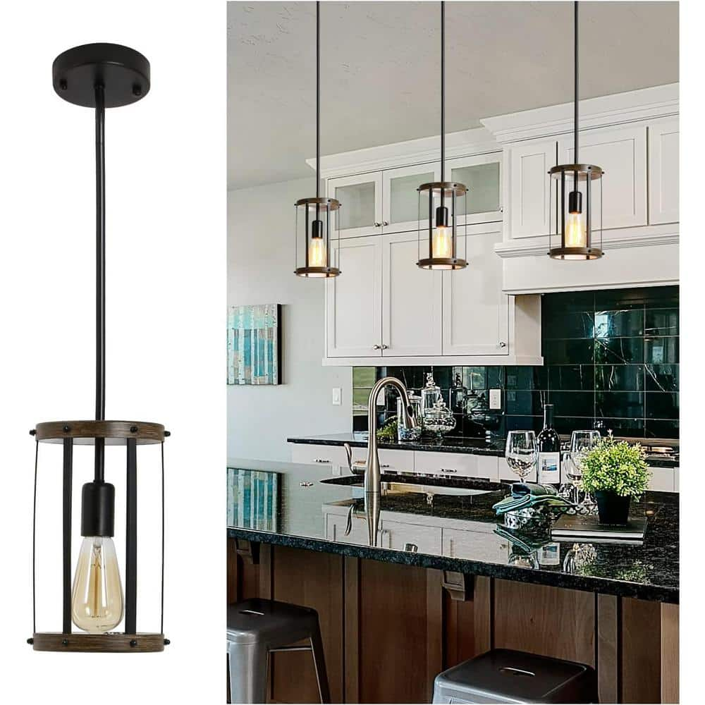 Sunpez 5.9 in. W 1-Light Vanity Light Black Pendant Light Adjustable ...