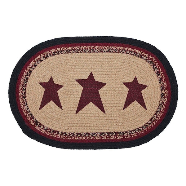 Connell 19 in. x 13 in. Tan Cotton Oval Placemat with Stencil Stars