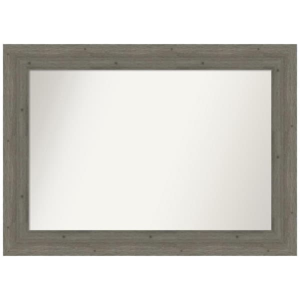 Amanti Art Fencepost Grey 43 in. W x 31 in. H Rectangle Non-Beveled Wood Framed Wall Mirror in Gray