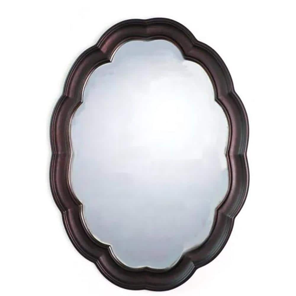 30.1 in. x 40.2 in. Classic Vintage Oval Dark Brown Pu Framed Decorative Mi