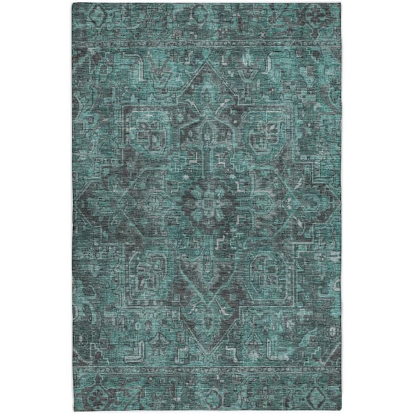 Dream Shag Premium Machine Washable Abstract ADS571 Turquoise 5 ft. x 7 ft. 6 in. Area Rug