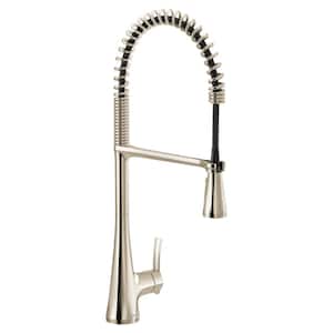 Sinema Single-Handle Pre-Rinse Spring Pulldown Sprayer Kitchen Faucet with Power Clean in Polished Nickel