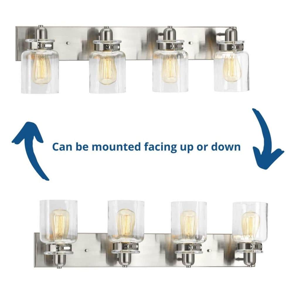 Calhoun Nickel 4-Light Clear Glass Vanity Light