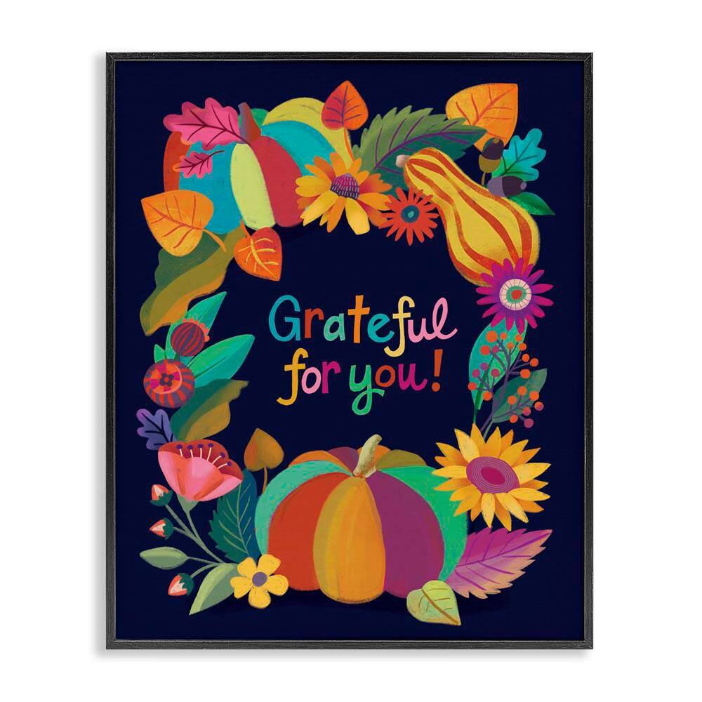 Grateful For You Gourds by Riley Hutchens Black Framed Typography Giclee Art Print 14 in. x 11 in. price history on PriceWatchPro
