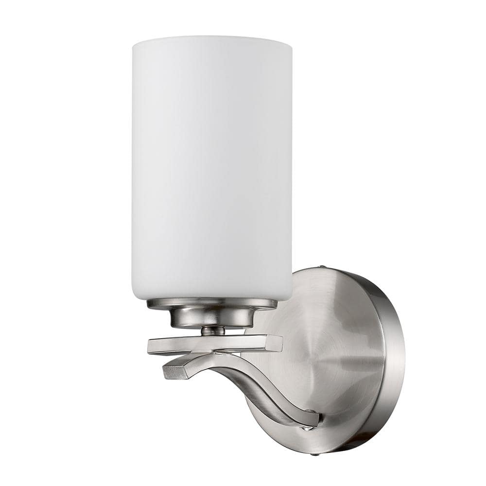 Poydras 1-Light Satin Nickel Sconce with Etched Glass Shade price history on PriceWatchPro