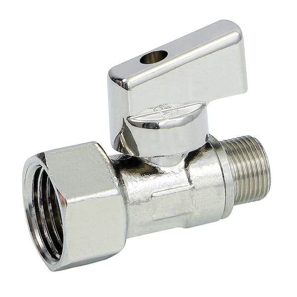 1/2 in. FIP x 3/8 in. OD COMP Quarter Turn Straight Compact Supply Stop valve Lead Free Chrome Plated Brass