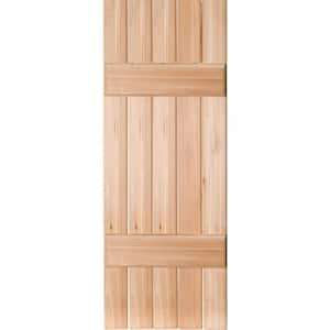 18 in. x 77 in. Exterior Real Wood Pine Board and Batten Shutters Pair Unfinished