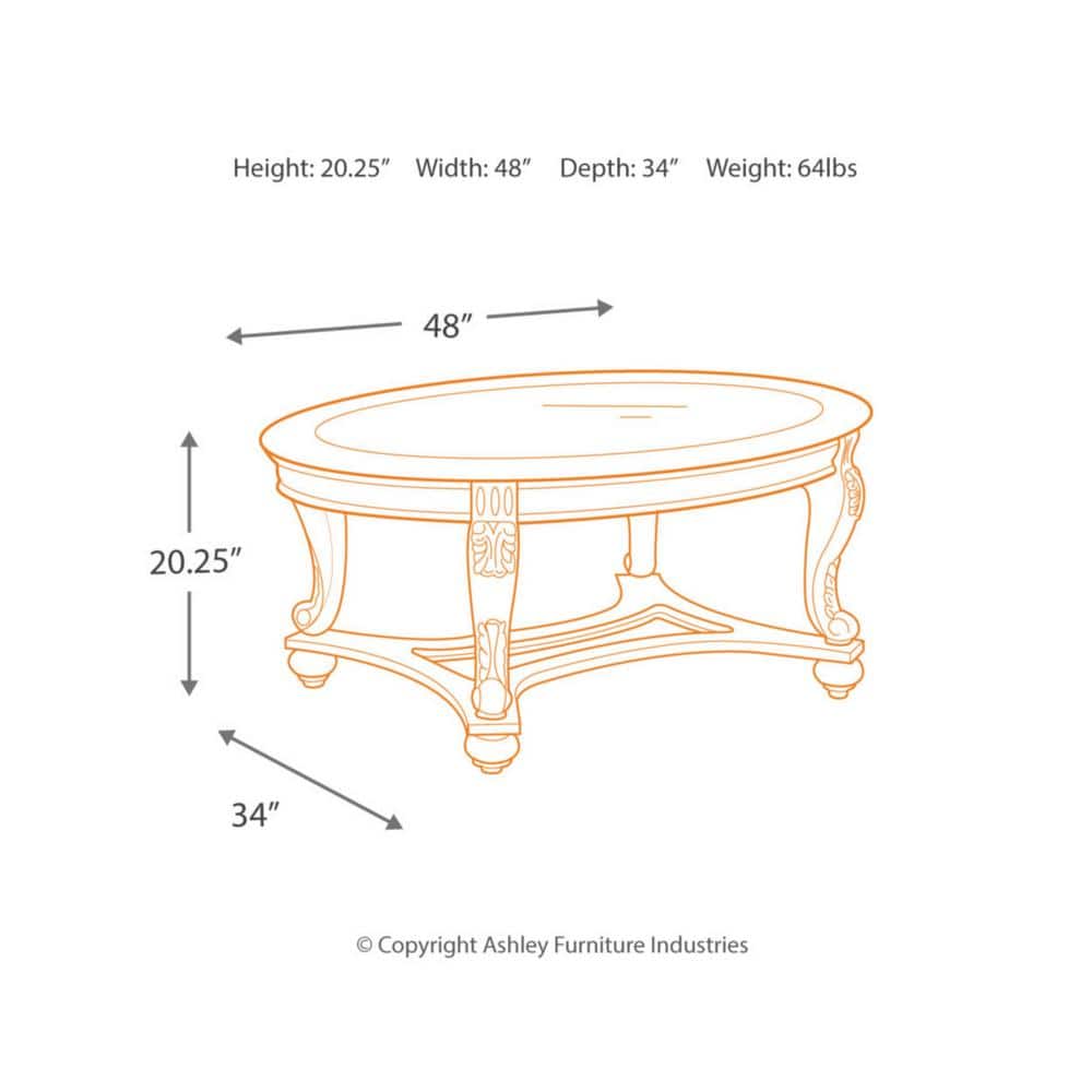 Brown Oval Wood and Glass Cocktail Table
