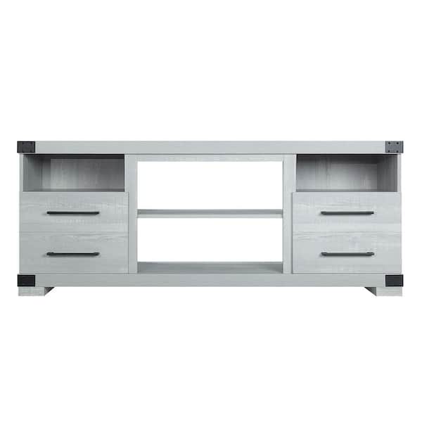 Manhattan Comfort Richmond 60 in. Grey TV Stand Fits TV's up to 56 in. with Storage Shelves, Drawers and Cable Management