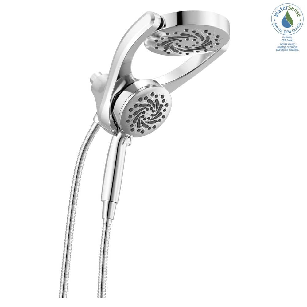 Chrome Dual Shower Head with Handheld and Rain Settings