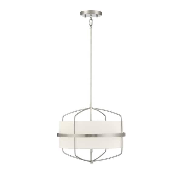 Savoy House 3 Light Brushed Nickel Shaded Pendant Light