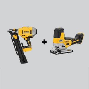20V MAX XR Lithium-Ion Cordless Brushless 2-Speed 21° Plastic Collated Framing Nailer and Barrel Grip Jigsaw(Tools Only)