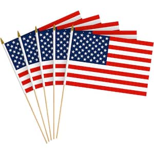 0.67 ft. x 1 ft. Polyester USA Handheld Printed Flag 150D (12-Pack)