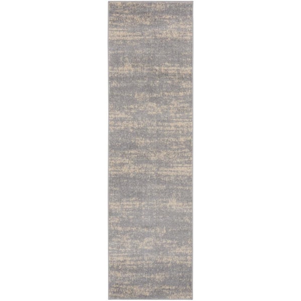 Nourison Nourison Essentials Grey Beige 2 ft. x 6 ft. Abstract Contemporary Runner Area Rug