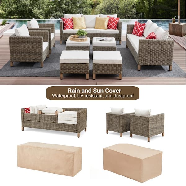 8-Piece Wicker Patio Conversation Set with Cushions
