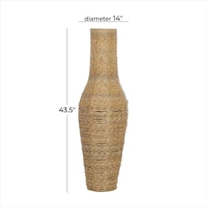 Brown Handmade Tall Woven Floor Faux Seagrass Decorative Vase