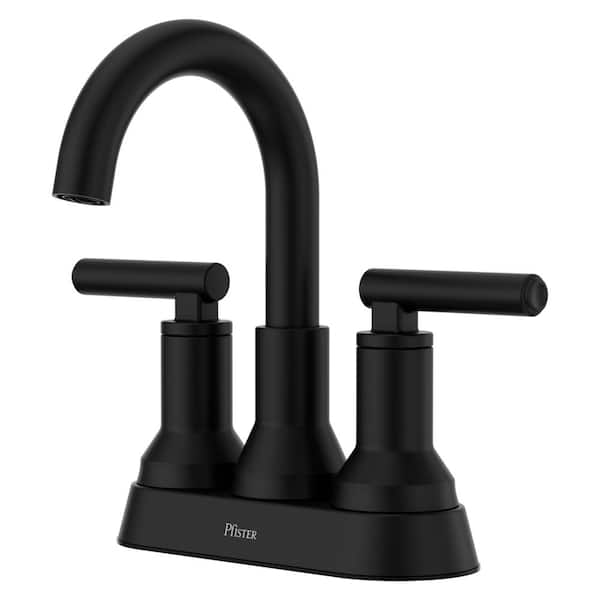 Pfister Capistrano 4 in. Centerset Double Handled Bathroom Faucet Drain Kit Included in Spot Defense Matte Black