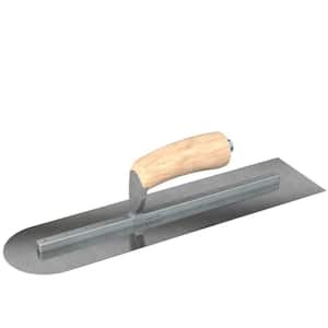 14 in. x 4 in. Carbon Steel Square/Round End Finishing Trowel with Wood Handle