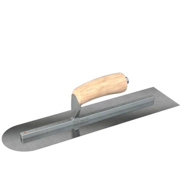 Bon Tool 18 in. x 4 in. Carbon Steel Square/Round End Finishing Trowel with Wood Handle