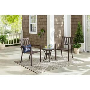 Mix and Match Dark Taupe Steel Stackable Slat Outdoor Dining Chairs (2-Pack)