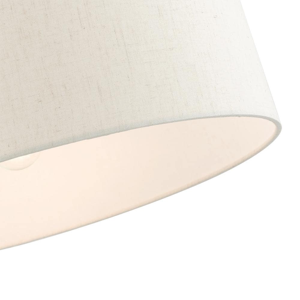 Meadow Brushed Nickel 3-Light Drum Pendant with Oatmeal Shade