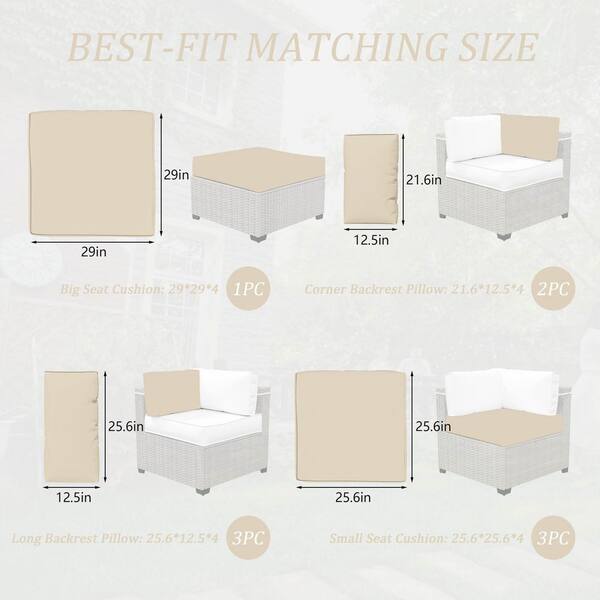 WNP 25.6 in. x 25.6 in. x 4 in. (9-Piece) Deep Seating Outdoor