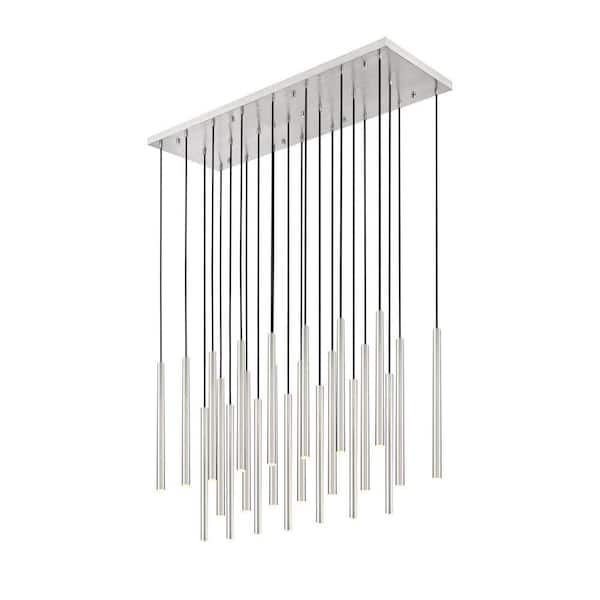 Forest 54 inch Brushed Nickel 23 Light Integrated LED Linear Chandelier