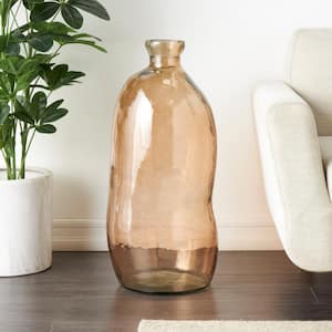 29 in. Brown Spanish Bottle Recycled Glass Decorative Vase