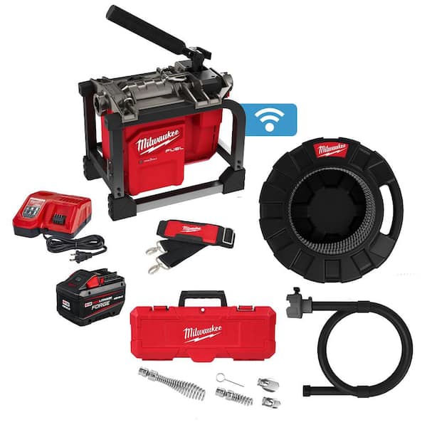 Milwaukee M18 Fuel Cordless Drain Cleaning Sewer Sectional Machine Kit with 5/8 in. Cable with Attachments