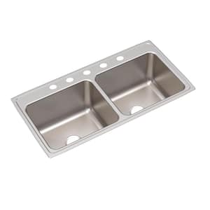 Lustertone 43 in. Stainless Steel Drop-in Double Bowl Lustrous Satin Kitchen Sink