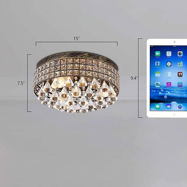 マックセル　プロ Maxax Jackson 4-Light 15 in. Bronze Flush Mount With Crystal