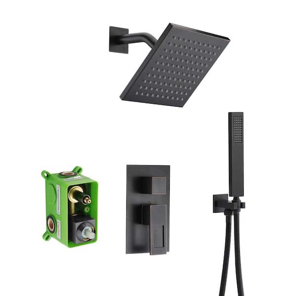SUMERAIN Modern 1-Handle 1-Spray Shower Faucet 1.8 GPM with Hand Shower in Oil Rubbed Bronze(Valve Included)
