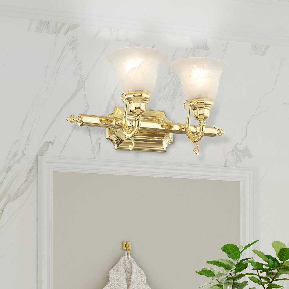 Polished Brass Traditional Bathroom Vanity Light with Bell Shades