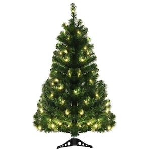 4 ft. Pre-Lit Fiber Optic Artificial Christmas Tree with Plastic Led Lights