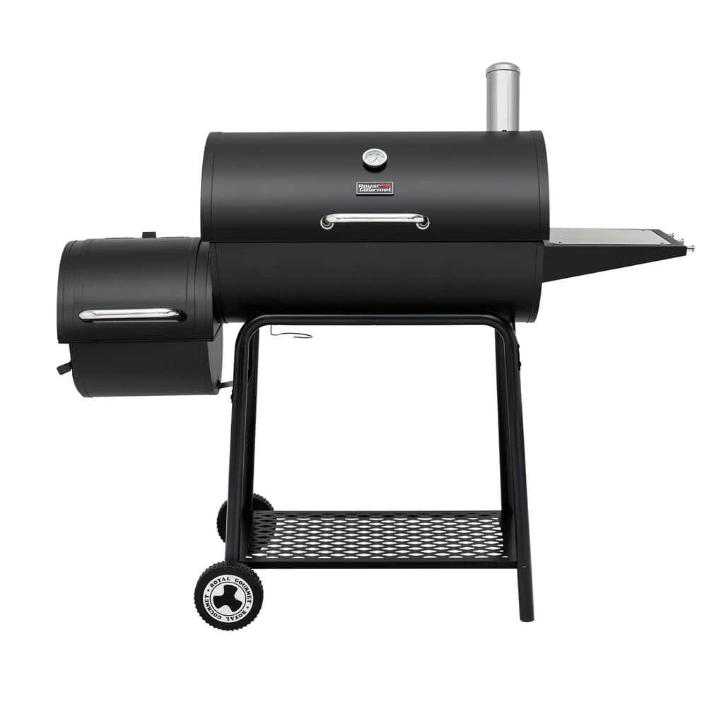 Royal Gourmet 54" Black Barrel Charcoal Grill with Smoker