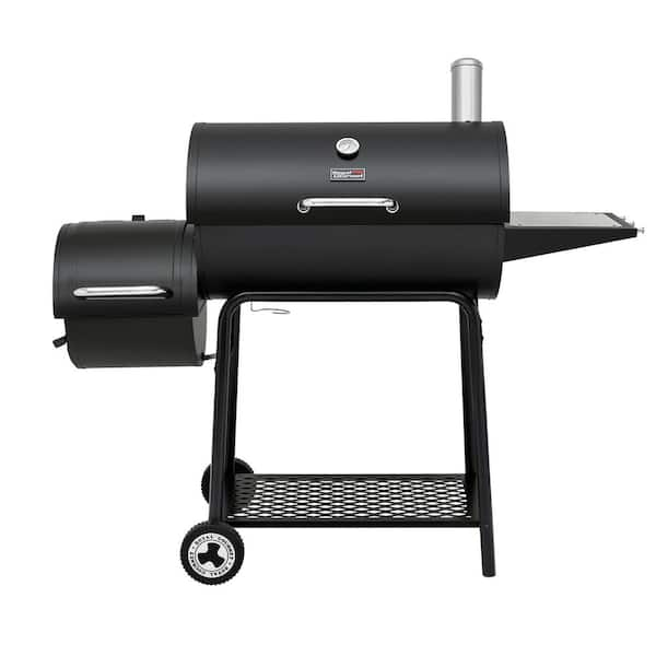 Royal Gourmet Barrel Charcoal Grill 30 in Black with Offset Smoker for Patio and Parties Outdoor Backyard CC1830M