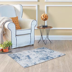 Light Blue 2 ft. x 3 ft. Modern Abstract Area Rug