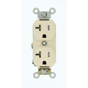 20 Amp Commercial Grade Tamper Resistant Side Wired Self Grounding Duplex Outlet, Light Almond