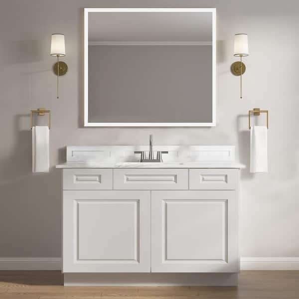 HOMLUX 2-Drawer 48 in. W  x 21 in. D  x 34.5 in. H Ready to Assemble Bath Vanity Cabinet without Top in Raised Panel Dove