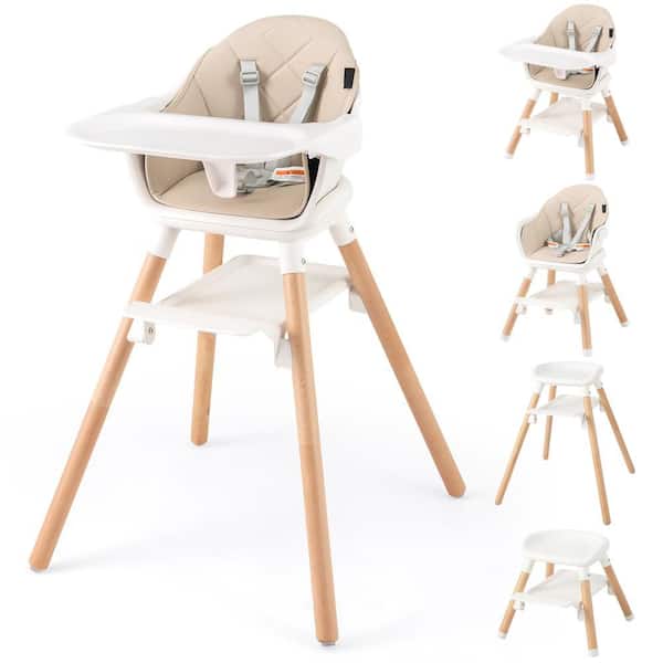 3 in 1 High Chairs for Babies and Toddlers, Eat and Grow Convertible Highchair with Foot Rest Beige