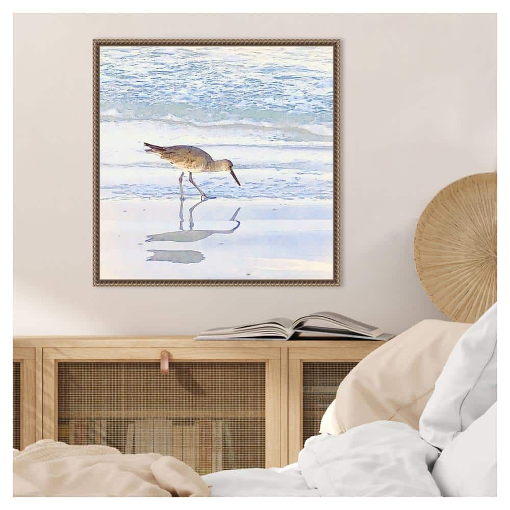 Sandpiper Dreams II Coastal Bronze Framed Canvas Wall Art